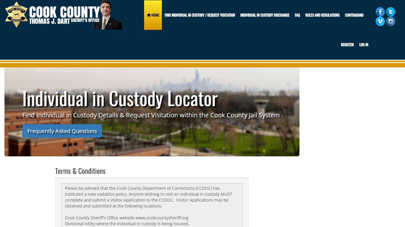 Home Page - Inmate Locator
